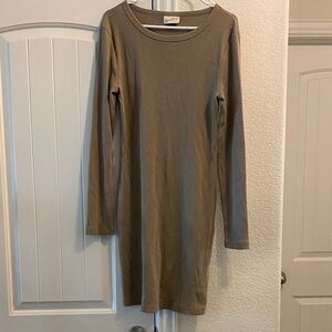 NWT Tan Ribbed Long Sleeve Dress, Sz L